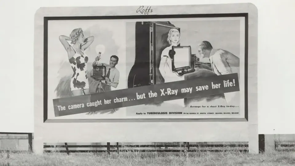 black and white billboard advertisement